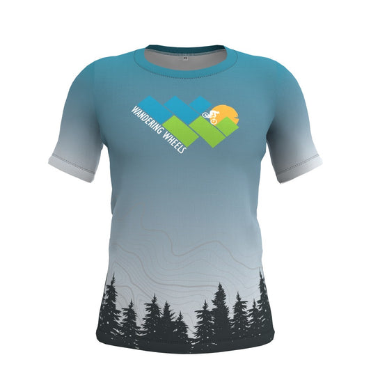 Wandering Wheels - Blue Fade Forest - Short Sleeve